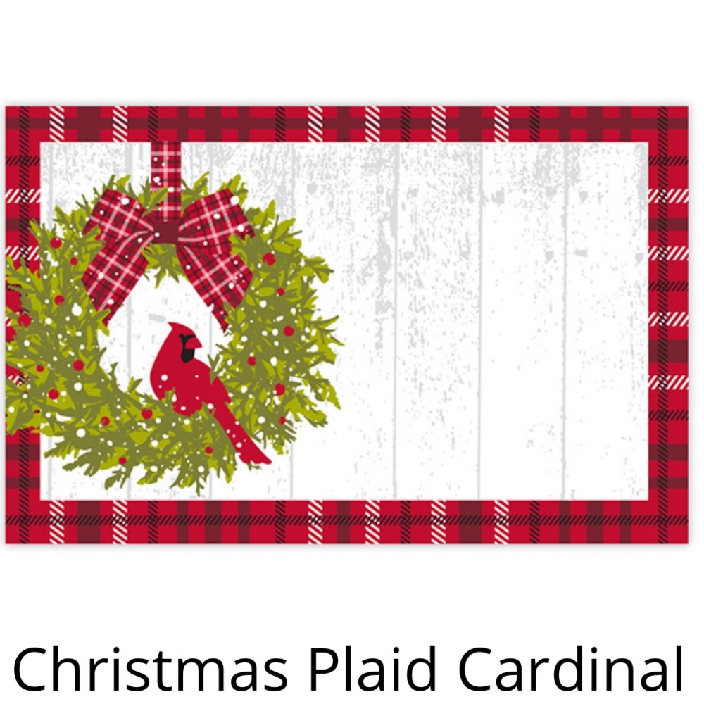 50 Cardinal Plaid Enclosure Cards CLEARANCE - Picture 4 of 5